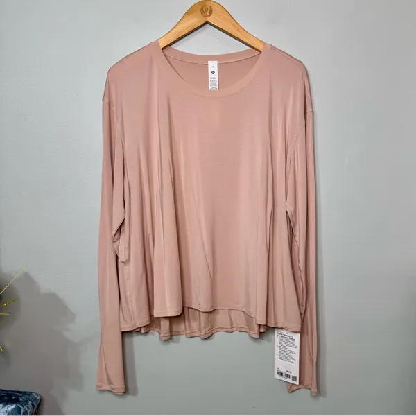 Lululemon Modal Relaxed Fit Long Sleeve Shirt Misty Shell Size 12 NWT - Image 5