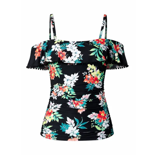 Tommy Bahama Floral Springs Flounce Tankini Top Swim Size XS - Image 3