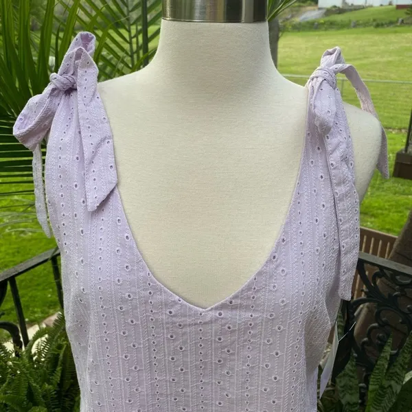 Takara Violet Purple Eyelet Embroidered Bow Dress - Image 2