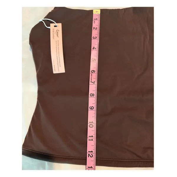 Qinsen Womens Halter Neck Camisole Top Brown Stretch Square Neck XS NWT - Image 5