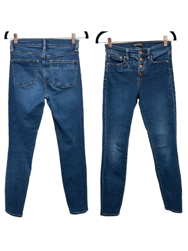 J. Crew Mercantile Button Fly Dark Wash Skinny Fit Denim Jeans Size 26 - Image 2
