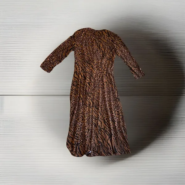 Donna Morgan Full Length Leopard Print‎ Dress Brown Women's Size 8 - Image 4