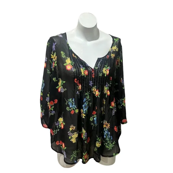 Torrid Women's Floral Chiffon Blouse Size 1 Multicolor Casual - Image 2