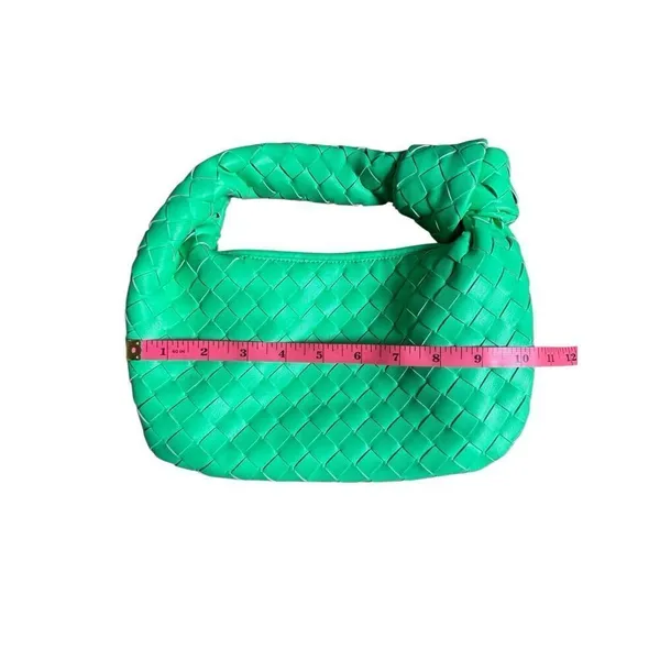 Small woven green handbag purse knot handle - Image 3