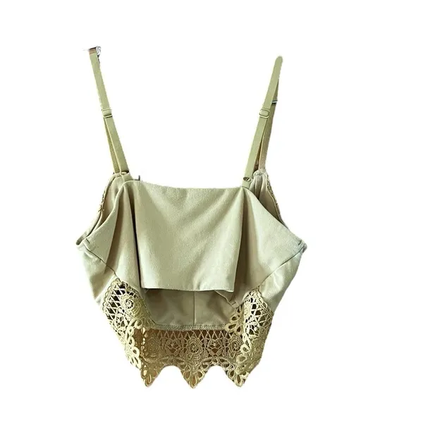 Mudd Yellow Lace Crop Top Women's Size Small - Image 3