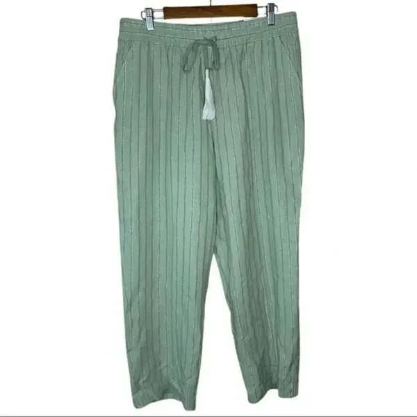 ✨Soft surroundings metallic striped linen blend elastic waist pants✨ - Image 4