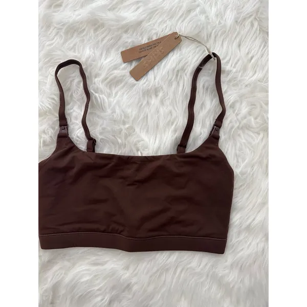 Skims Fits Everybody Maternity Pumping Scoop Bralette Cocoa Size XXS - Image 4