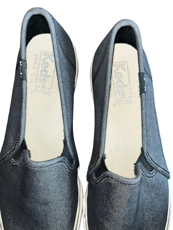 Keds Womens 7.5 Grey Canvas Slip On Sneakers WF59047 USED - Image 12