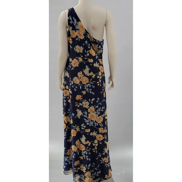 Lulus Elegant Admiration Maxi One Shoulder Dress XL Navy Floral Wedding Guest - Image 4