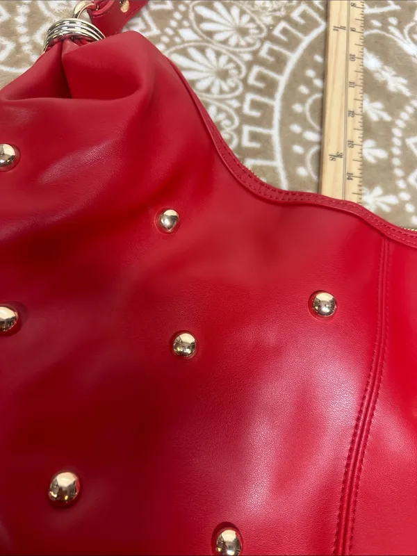 Urban Expression Red Studded Hobo Bag - Image 10