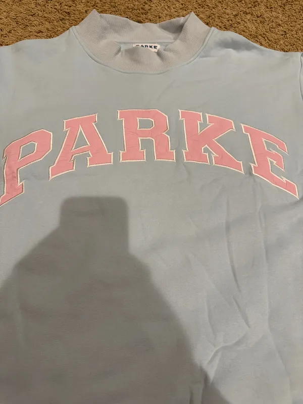 Parke Varsity mockneck sweatshirt birthday blue and pink L/XL - Image 2