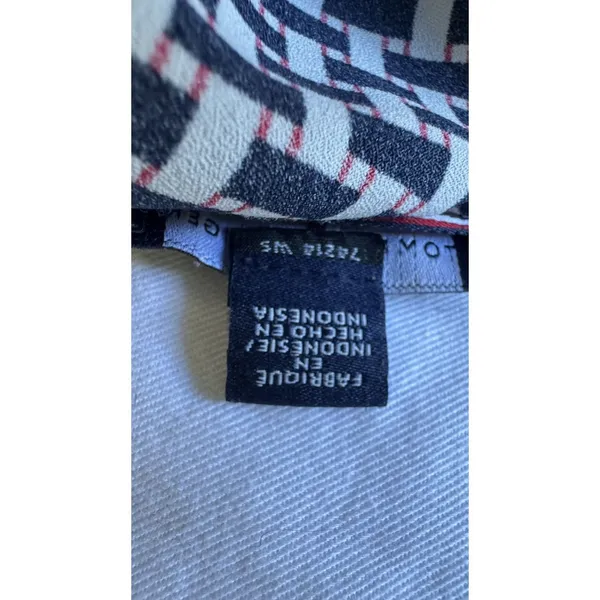 Tommy Hilfiger Women's M Wrap Blouse Geometric Print Flutter Sleeve Tie Waist - Image 11