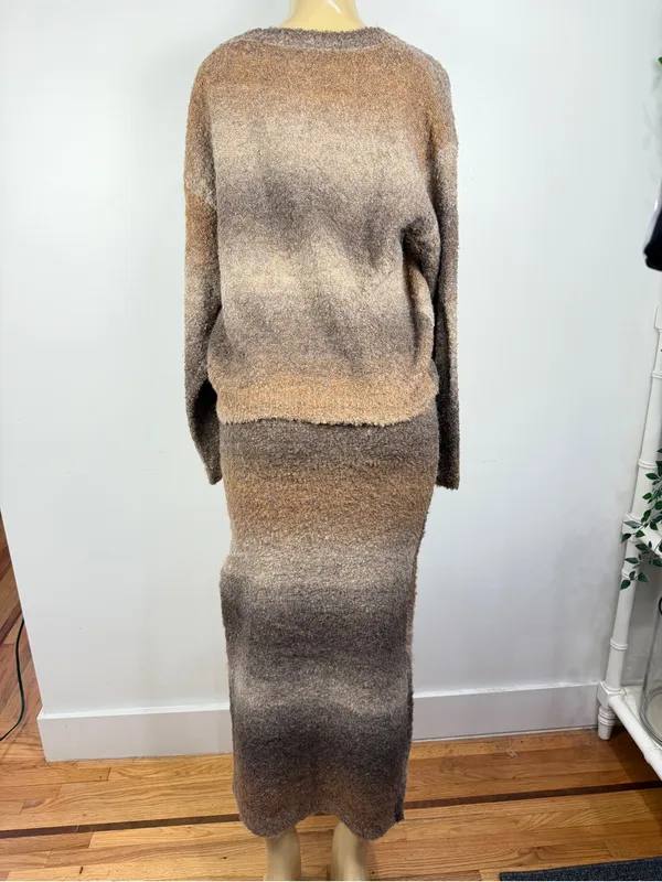 Vici 2-piece Sweater Set Skirt Sz S Brown Ombre Fall Outfit - Image 8