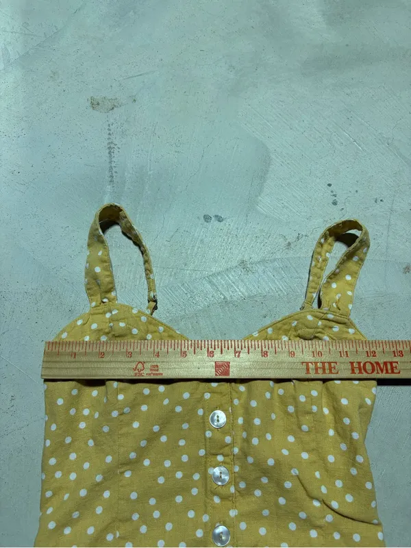Abercrombie & fitch Women’s Yellow Polka Dot Button-Front tank Top XS - Image 6