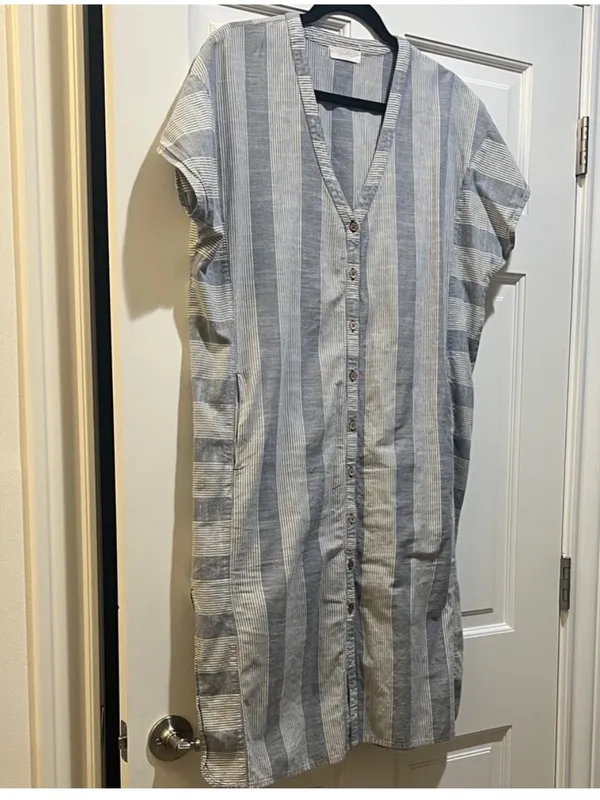 Pehr 100% Organic Cotton Coastal Stripe Caftan Kaftan Waist Mama Denim L/XL - Image 5