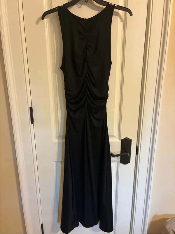 Anthropologie Black Maxi Dress with Gold Button Accents - Image 2