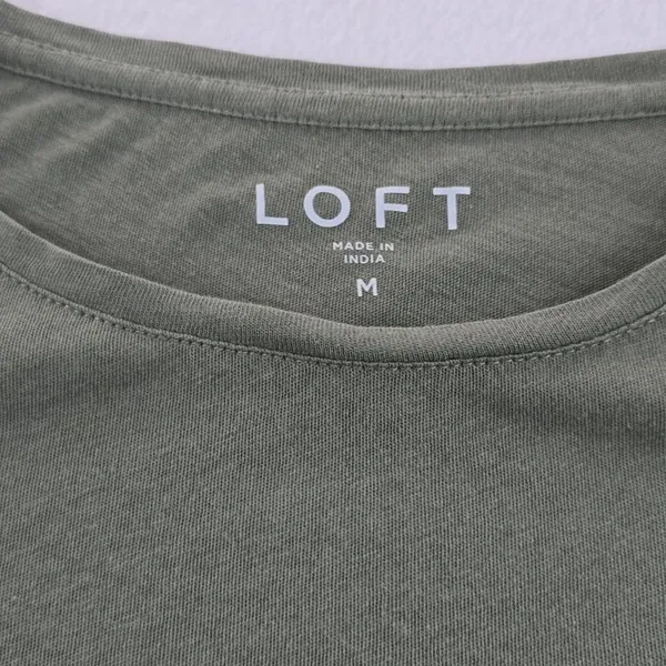 LOFT -1671 Short Eyelet‎ Sleeve Sage Green Top Medium - Image 2