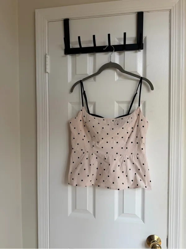 Maeve Anthropologie Peekaboo Corset Polka Dot Peplum Tank Top M - Image 6