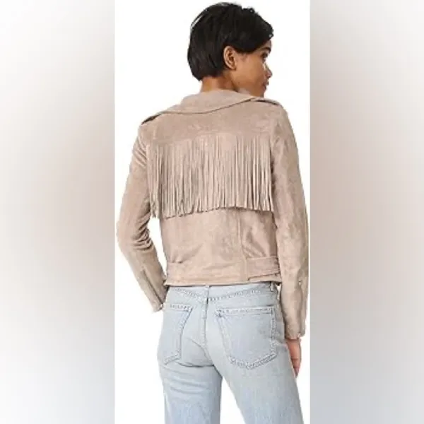 Moon River Faux Suede Fringe Moto Jacket size Small - Image 3