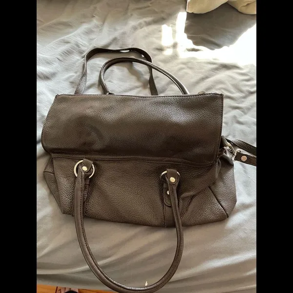 Brown leather handbag, EUC - Image 2