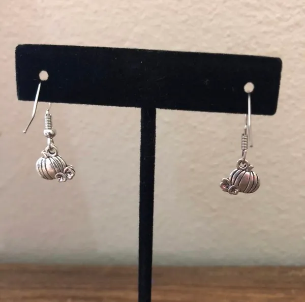 Silver Pumpkin Earrings - Image 3
