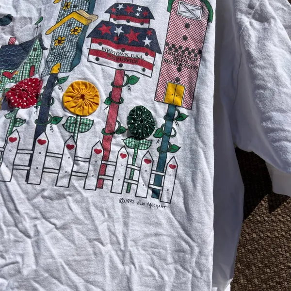 Vintage Bird Houses 1995 Vicki Melhart Single Stitch T Shirt Size L USA Made - Image 3