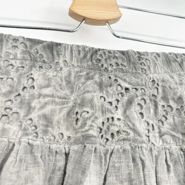 Muche et Muchette Womens 100% Linen Lace Lagenlook Tiered Boho Maxi Skirt OS - Image 2