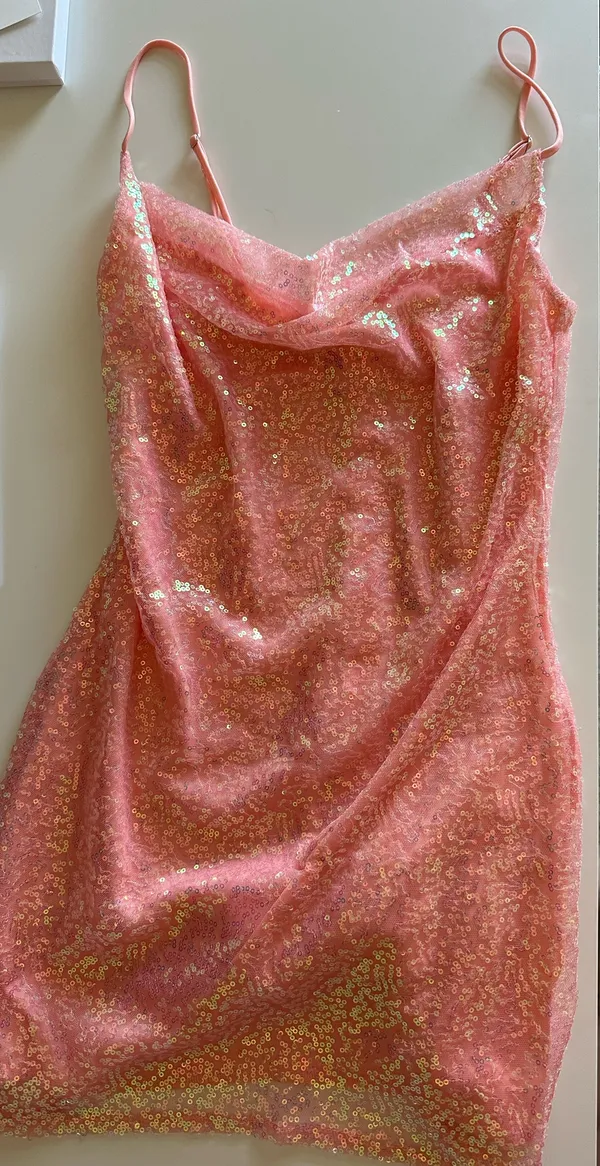 Lucy in the Sky Mini Dress Pink Sequin - Image 2