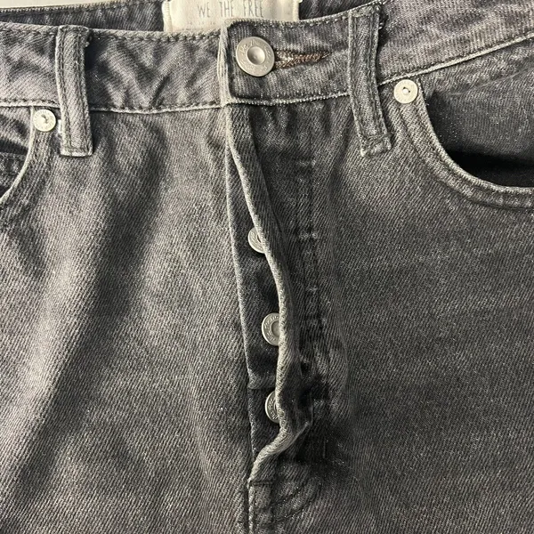 Free People We The Free Womens Mini Skirt Size 28 Black Denim Raw Hem Button Fly - Image 5