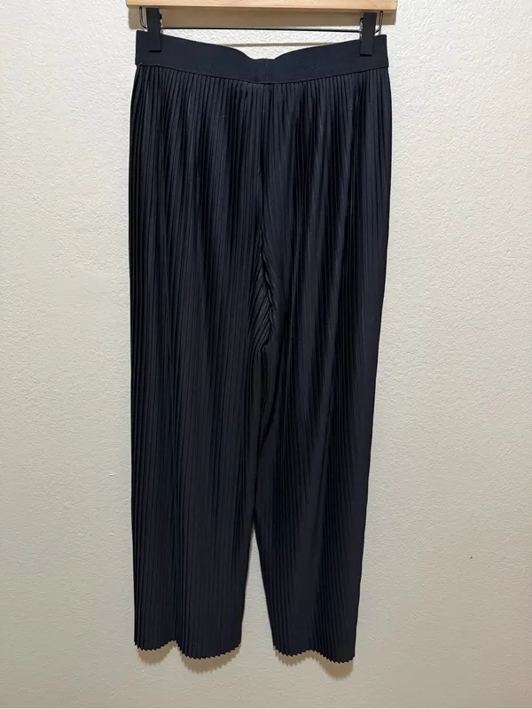 COS Ribbed Wide-Leg Pants Small Black High Rise Pull-On Minimalist - Image 3
