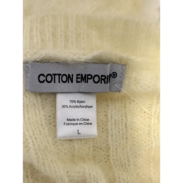 Cotton Emporium Light Yellow Ribbed Knit Sweater Cozy Chunky Cottagecore L NWOT - Image 8