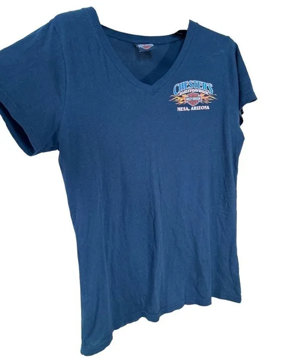 Harley-Davidson Women's V-neck Chester's Mesa, Arizona T-shirt Black Medium - Image 2
