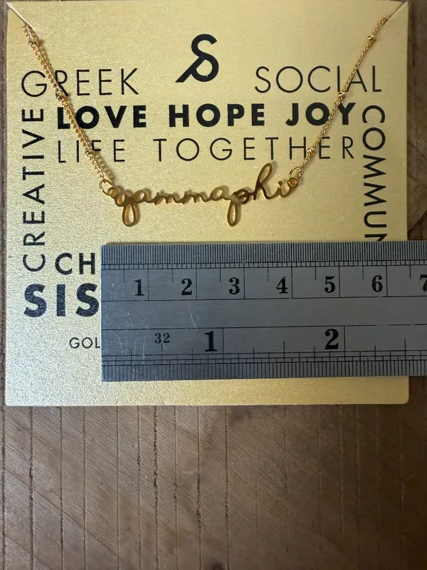 Gamma Phi Beta Gold Tone Script Necklace Pendant New NWT - Image 3
