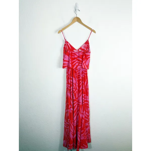 Vici Pink Red Tropical Print Maxi Dress Small Sleeveless Beach Vacation - Image 14
