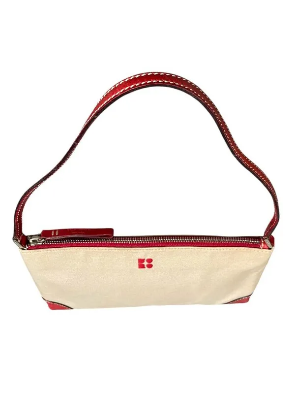 Kate Spade Made in Italy Vintage Cream Canvas & Red Leather Shoulder Bag - Image 5