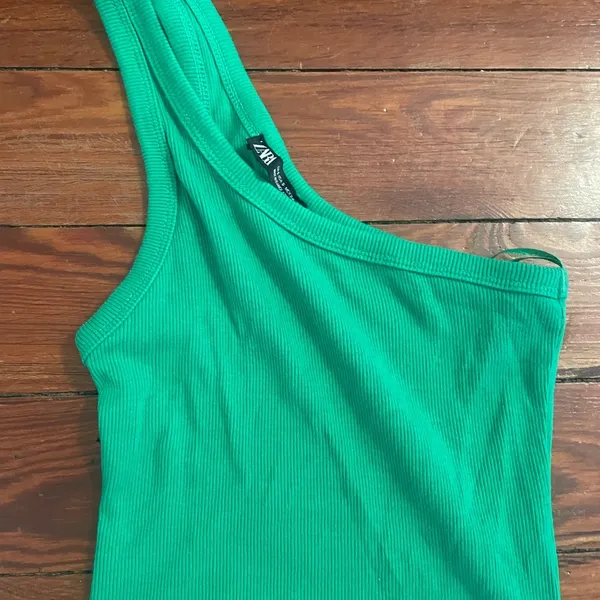 Zara Green One Shoulder Bodycon Dress - Image 3