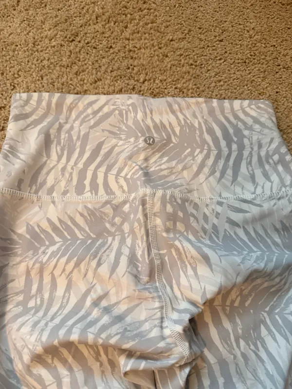Lululemon Printed Leggings in Light Gray Palm Leaf - Image 3