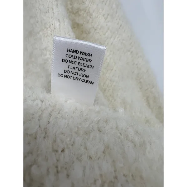 HYFVE Cardigan Sweater Womens Medium Cream Rosette Oversized Wool Blend Boucle - Image 8