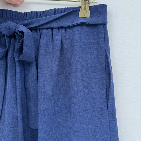 Elodie Tie Waist Shorts Blue High Rise Elastic Waist Casual Summer Flowy Size L - Image 5