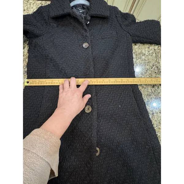 Laundry by Shelli Segal Chunky Knit Black Boucle Coat Size XS Collared - Image 15