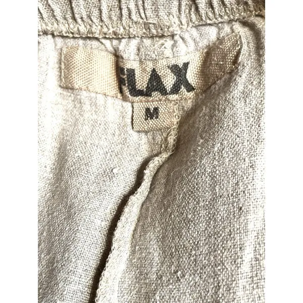 FLAX Pants M Fits L XL Linen Oatmeal Relaxed Lagenlook Coastal Grandma Capsule - Image 3