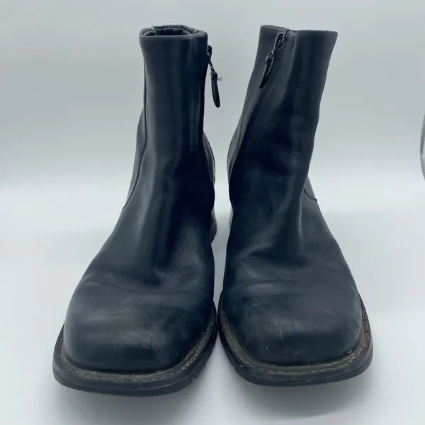 Timberland Alyse Black Leather Block Heel Ankle Boots Moto Y2K Women's size 7 - Image 2