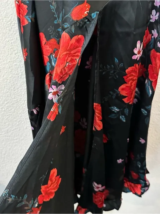 Free People Warm‎ Hearts Satin Midi Dress Size XS Lace Floral Dainty Romantic - Image 8