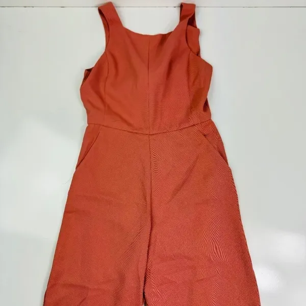 Shinestar Salmon Coral Wide Leg Tie Back‎ Pant Jumpsuit Crop Romper Large - Image 2