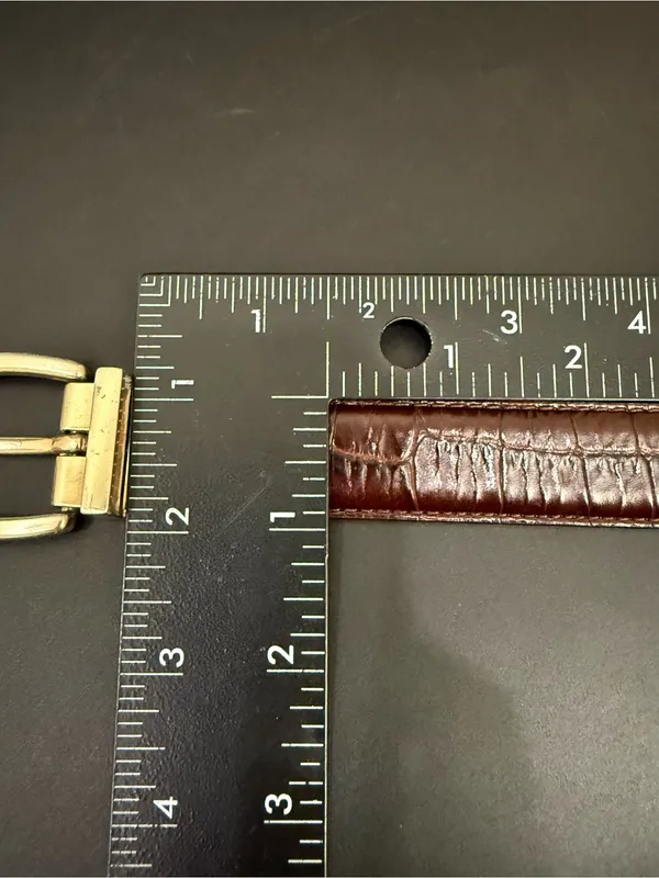 LRL LAUREN Ralph Lauren Brown/Beige Croc Leather Twist & Flip Reversible Belt 30 - Image 10