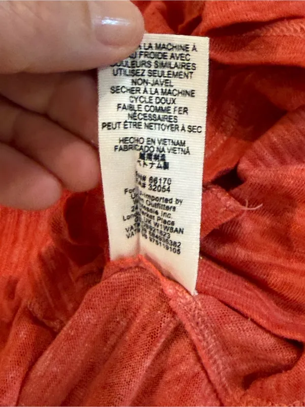 We The Free Free People Distressed V-Neck Tee Coral Red XS - Image 9