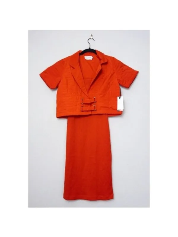 NWT [SET] Honor The Gift Service Mini Dress S Red Ribbed Oversized Monogram - Image 5