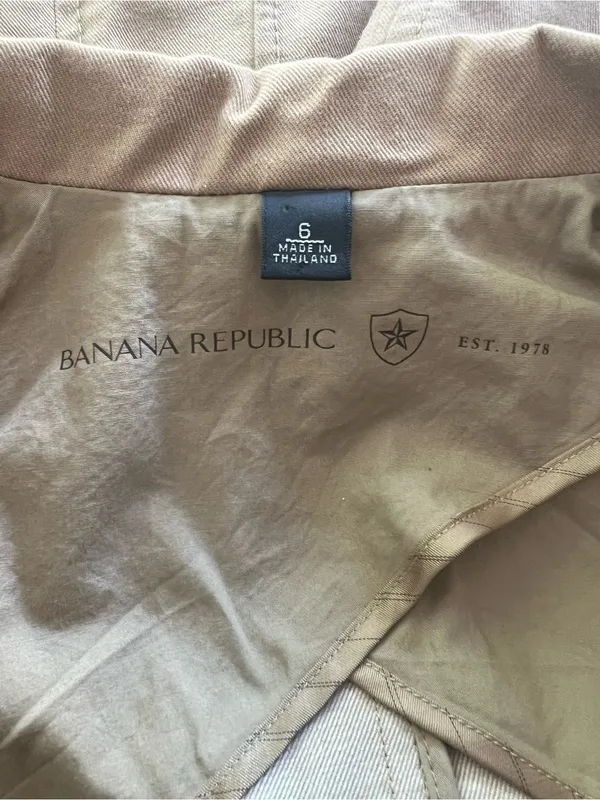 Banana Republic Vintage 2006 Tan Khaki Cotton Blazer Jacket Women's Size 6 - Image 4