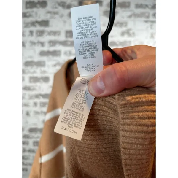 Aerie | women tan cream striped vneck sweater - Image 8