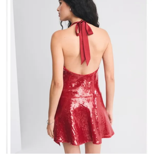 Abercrombie & Fitch Red Sequin Wrap Mini Dress NWT Size XL - Image 6
